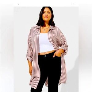 Torrid 3 striped open front kimono